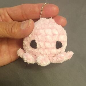 Plush Pink Octopus Keychain